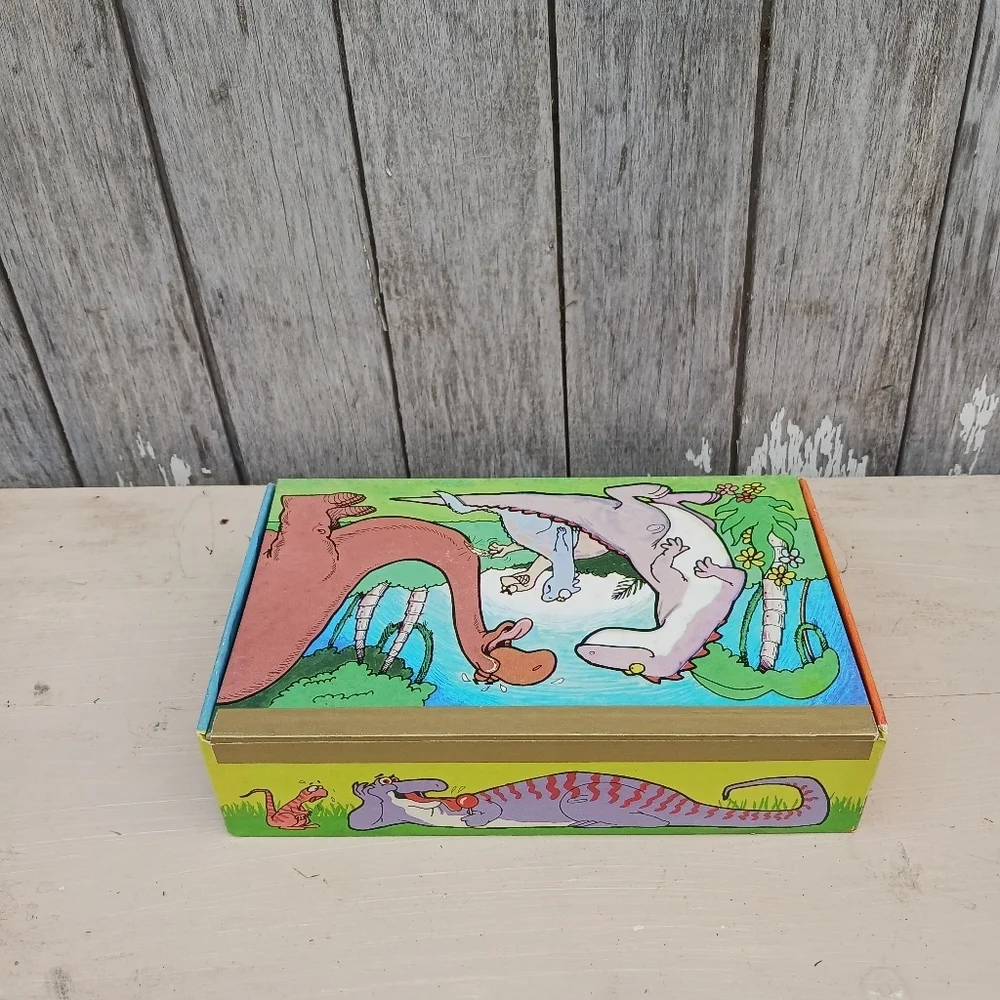 Vintage Dinosaur PENCIL BOX School Sterling Lebanon Packaging Cardboard USA Made
